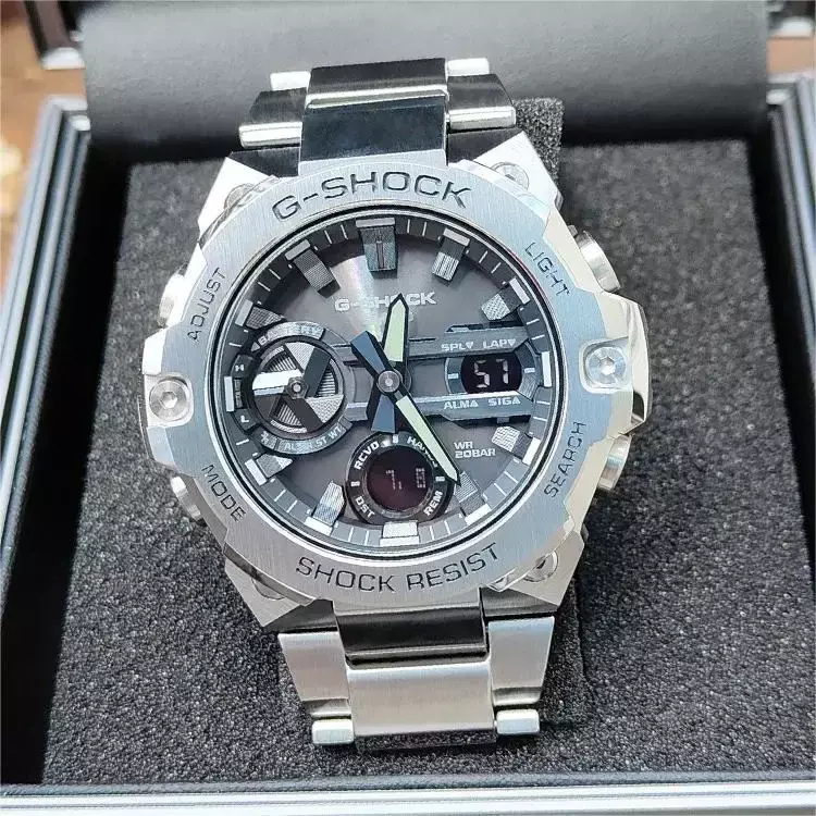 นาฬิกา G-SHOCK ชาย GST-B400นาฬิกาแฟชั่นสารพัดประโยชน์ทำจากสแตนเลสสตีลกีฬากลางแจ้งนาฬิกาควอตซ์ของผู้ชาย