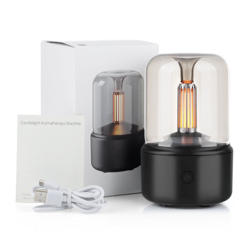 Volcanic Flame Aroma Difusor, Lâmpada de óleo essencial, Umidificador de ar portátil USB com luz noturna colorida, Névoa, LED Fogger, 130ml