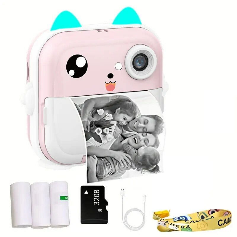 Mini stampante fotografica per IPhone/Android, fotocamera con stampa istantanea per bambini fotografia Video per bambini fotocamera digitale giocattolo Mini termico
