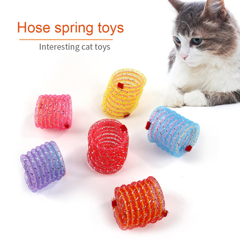 Игрушка для домашних животных, кошки, цветные пластиковые весенние прыжки, собака, котенок, Интерактивная игрушка, забавные товары для коше...