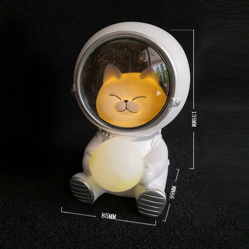Żywiczny uroczy kot astronauta lampka nocna LED kreskówka niedźwiedź lampka biurkowa dziecięca sypialnia domowa lampka nocna stołowa oświetlenie dekoracyjne