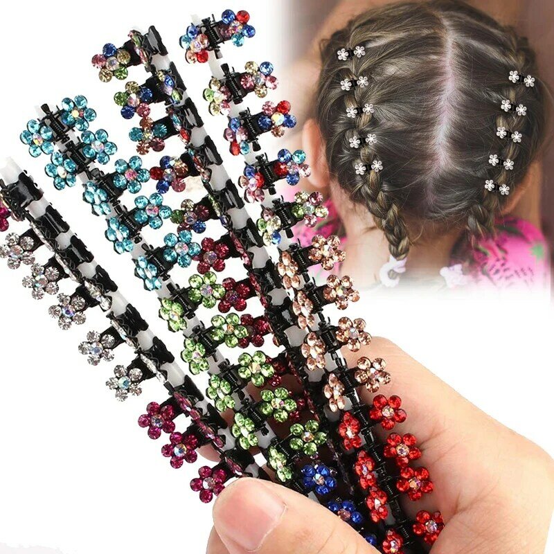 Mini pinces à cheveux en strass, 12 pièces/ensemble, pinces antidérapantes pour femmes et filles, paillettes en métal, pince à fleur, accessoires pour cheveux
