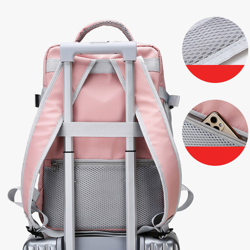 Mochila repelente de água para adolescentes, mochila de viagem, carregamento USB, mochila portátil com alça de bagagem, mochila casual