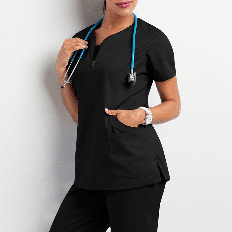 Dentista uniforme chirurgica Top Scrub da donna Top sottile asciugatura rapida medico infermiere abbigliamento da lavoro Top estate maniche corte abiti da lavoro