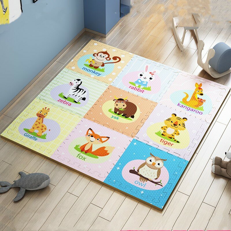 Matras lantai bermain Tatame 9 buah, tikar permainan bayi ukuran 30x30cm, karpet lipat bayi tebal 1cm, matras kegiatan untuk permainan bayi