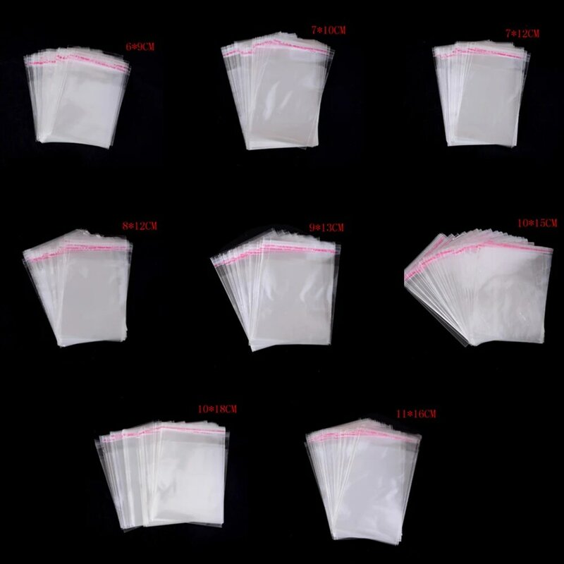 Bolsas de plástico autoadhesivas para joyería, bolsas de embalaje para el hogar, sellado transparente OPP, novedad de 100 unids/bolsa