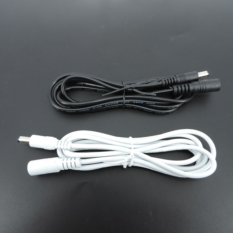 Catu daya DC pria ke wanita, 10x 1/1, 5/5m putih hitam colokan adaptor kabel ekstensi konektor 20 22awg 5.5x2.1mm untuk strip