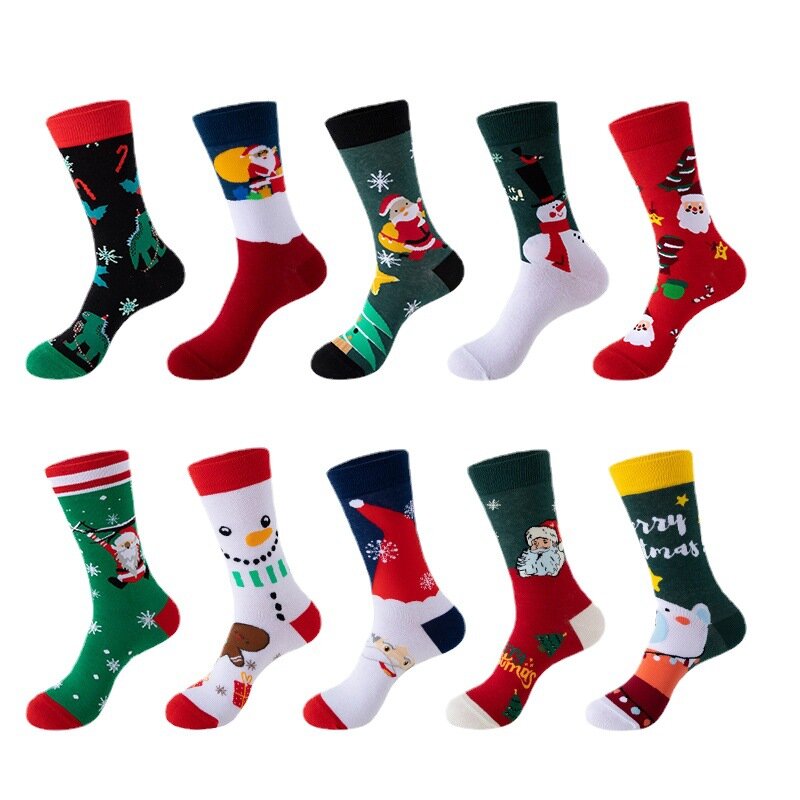 2023 Woman Christmas Socks Funny Xmas Santa Claus Tree Snowflake Elk Snow Cotton Tube Crew Happy Sock Men New Year Funny