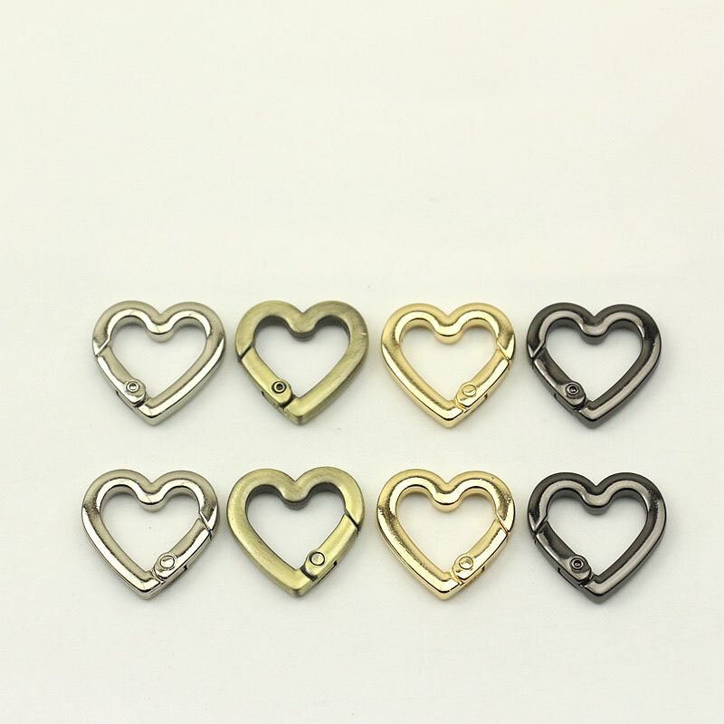 30pcs 15mm Heart Shaped Coil Hook Mini Opening Buckle Openable Keyring Pendant Connect Buckle Snap Spring Clasp DIY Accessories