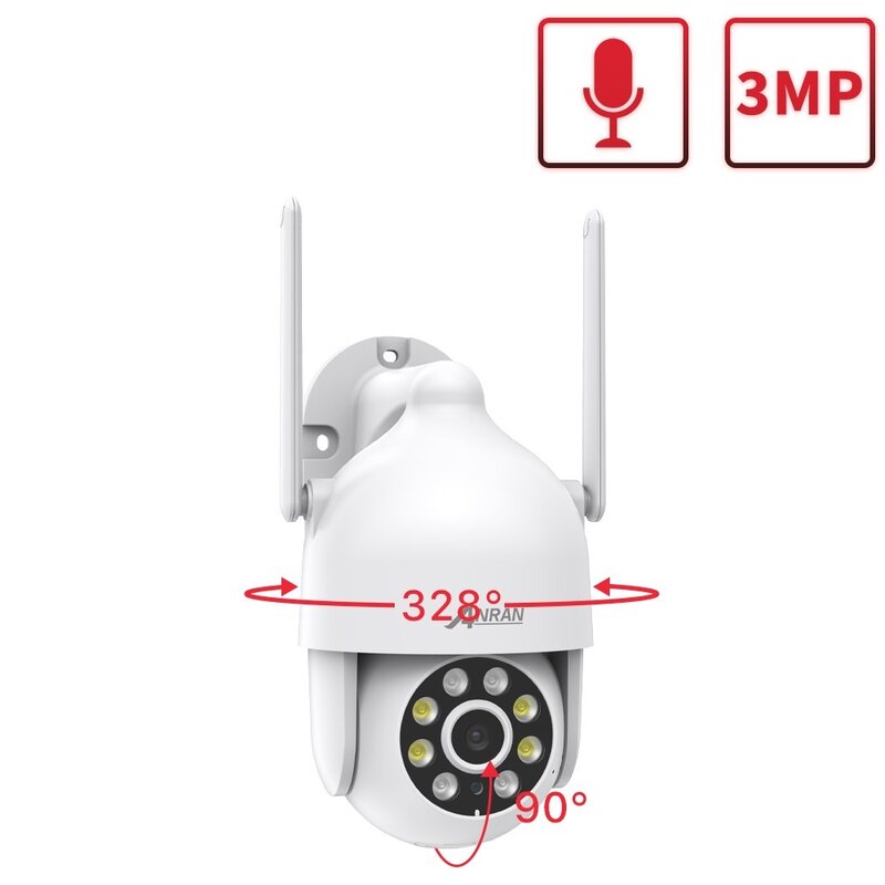 PTZ WiFi IP Surveillance Security Camera, ao ar livre, CCTV sem fio, Áudio Smart Home, Full Color, Visão Noturna, Novo, 3MP, 5MP