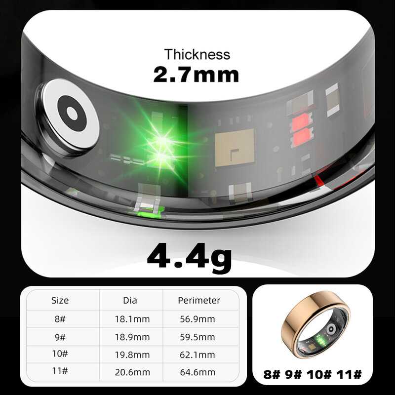 Per Android IOS Smart Ring Real Heart Rate adolescenti anello in acciaio inossidabile nuoto anello intelligente impermeabile 2024 per regalo di gioielli