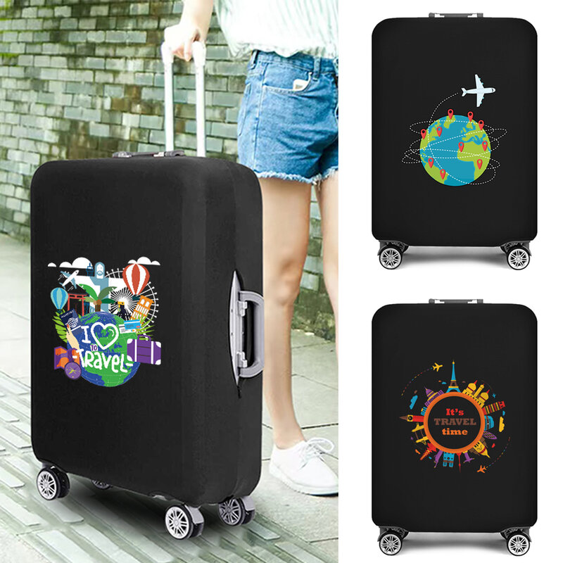 Luggage Cover Suitcase Travel Accessories Printed Elastic Dust Cover 18''-28'' Trolley Case Protective Case Travel Bag Covers