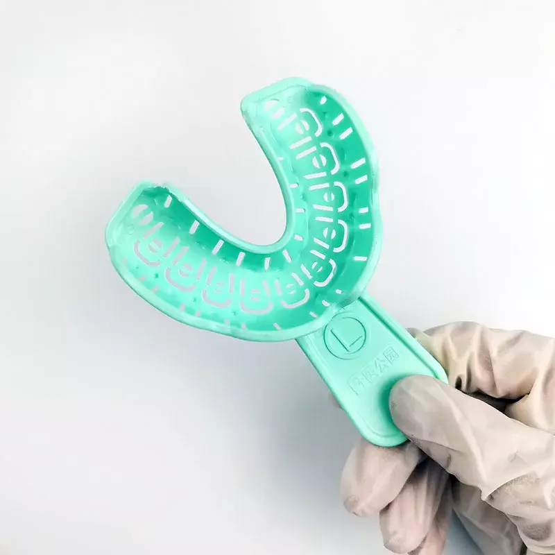 صينية زرع أسنان كاملة الفم ، مادة أدوات طبيب أسنان بلاستيكية ، قالب جزئي قابل للإزالة ، سهل الطي ، حاجز أخضر ، S ، M ، L ، 3 أزواج