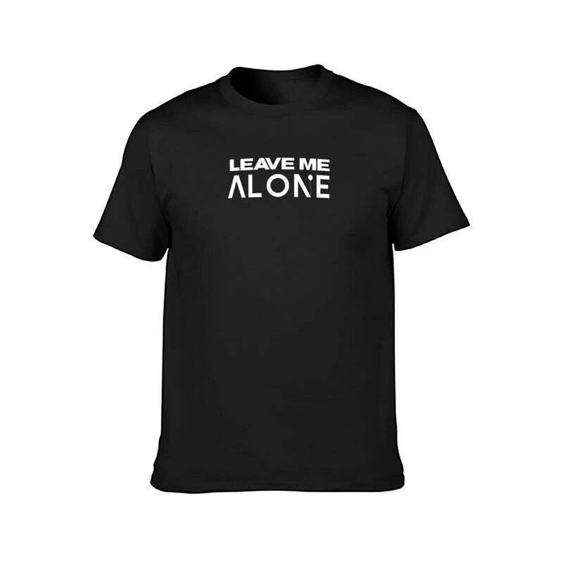 Camiseta gráfica Deixe-me Sozinho masculina, camiseta de manga curta, roupa estética para menino, preta, pacote
