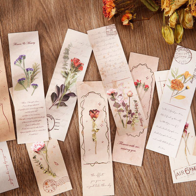 Ins стильные сухие искусственные растения Цветочный минималистичный студенческий подарок сумка маркеры для чтения зажимы для страниц канцелярские принадлежности