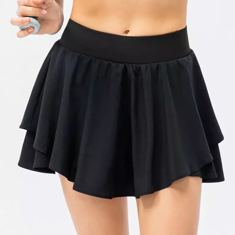 Lulu-Jupe courte plissée taille haute pour femme, vêtement athlétique de yoga, de tennis, de course à pied, de fitness, avec poche doublée