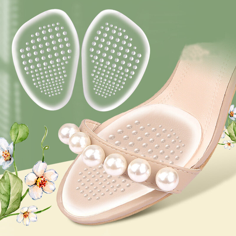 Gel Forefoot Pad for Feet Transparent Half Insoles Women Shoes Anti-slip Massage Sole Cushion Silicon Sandal Relief Pain Inserts