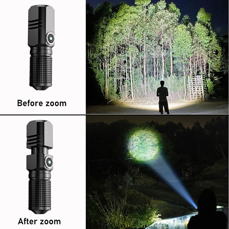 Mini lampe de poche LED super lumineuse XGardens, torche aste USB, lanterne de pêche n'aime, 3 modes d'éclairage, lampe de camping, 50