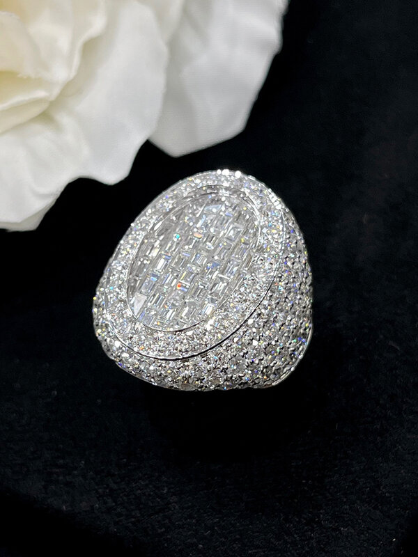 LUOWEND-Bague de fiançailles en or blanc 18 carats pour femme, véritable diamant naturel, design brillant, style luxueux, bijoux de haute fête