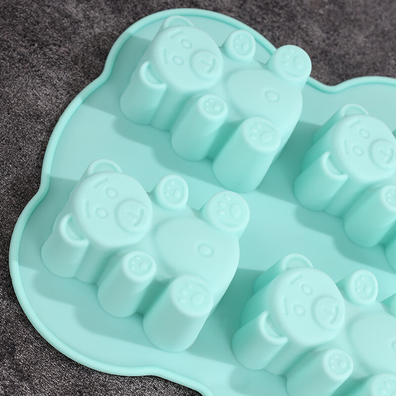 3D Lovely Bear Bolo Mold, Animal Cookie Silicone Mold para Chocolate, Doces, Cozinha Fondant Suprimentos, Cupcake Topper, Decoração