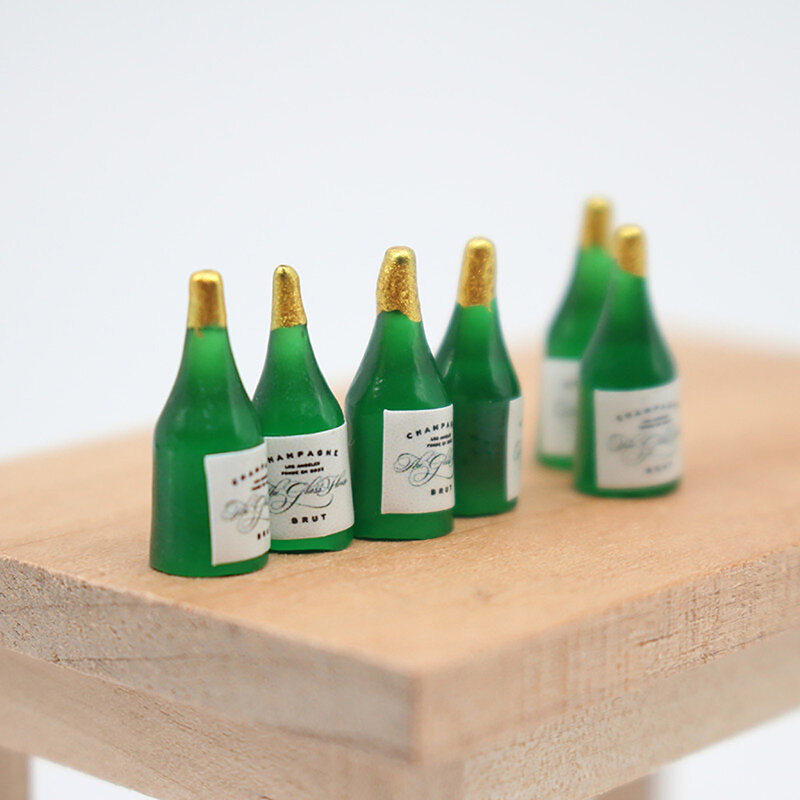 6pcs Puppenhaus Simulation Weinflaschen Puppenhaus Champagner flasche Modell Puppen Haus Getränke Dekoration Zubehör