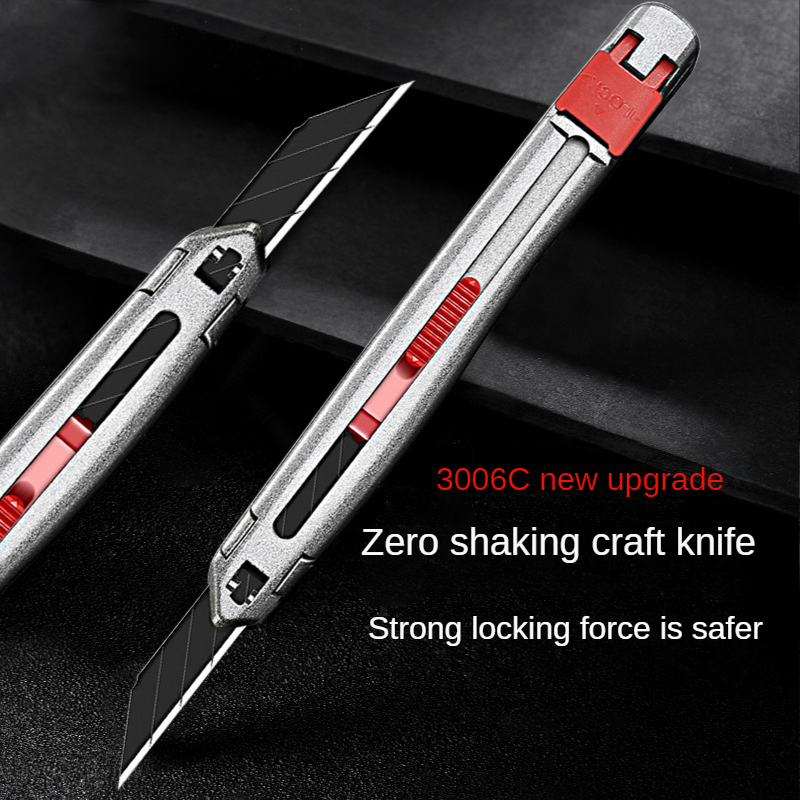 Shaking-Free Black Blade Utility Knife Set Strong Locking Zinc Alloy 30° Angle Blade Cutting Paper Suitable For Office Learning