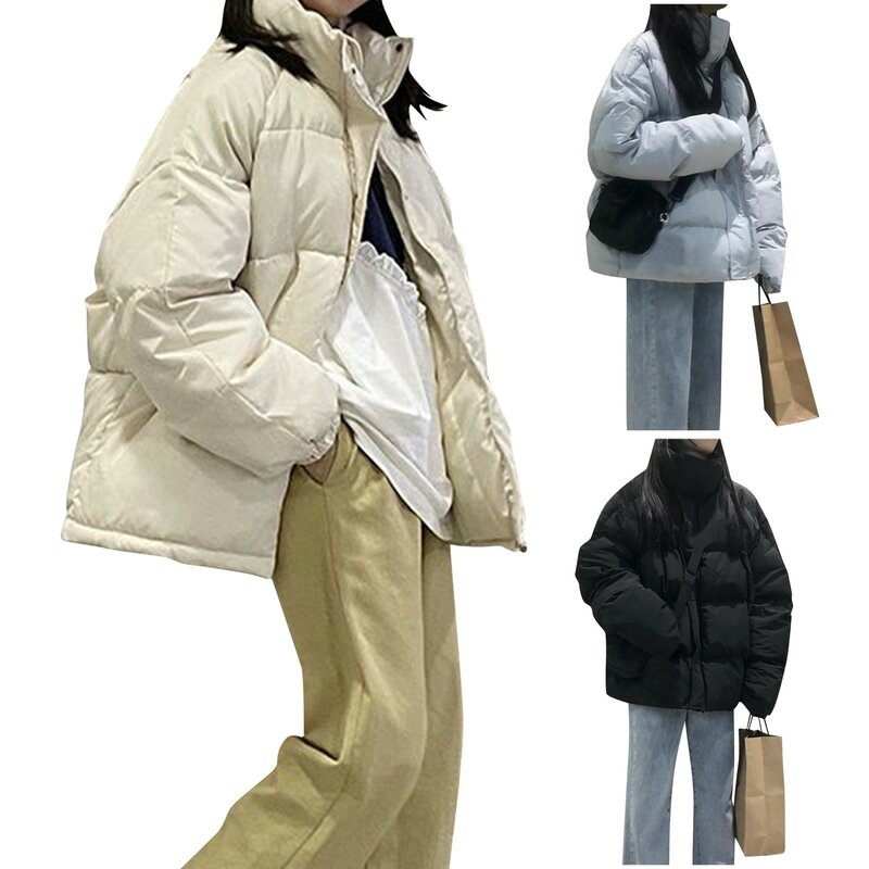 Abrigo de algodón para mujer, Chaqueta corta con capucha, parka holgada versión coreana, ropa de abrigo de tendencia, novedad de 2023