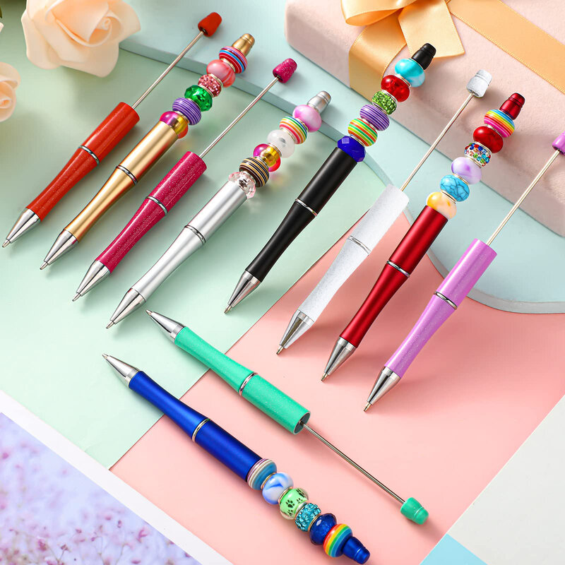 25Pcs Beadable Pens Plastic Beaded Ballpoint Pens for Office School