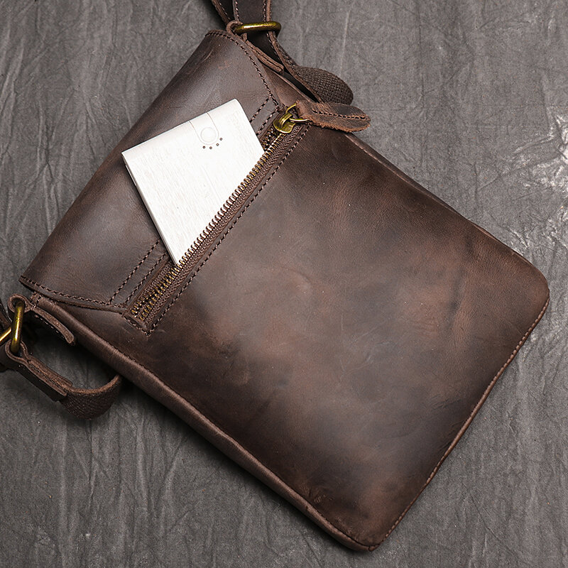 Genuine Leather Daily Casual Shoulder Bag for Men Small Dark Brown Vintage Messenger Bag Men's New Fashion Design Sling Bags