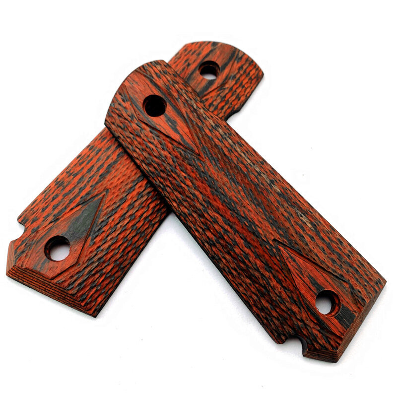 A Pair Natural Redwood Handle Shank Non-slip Patches  Scales for 1911 Grips Cocobolo Wenge DIY