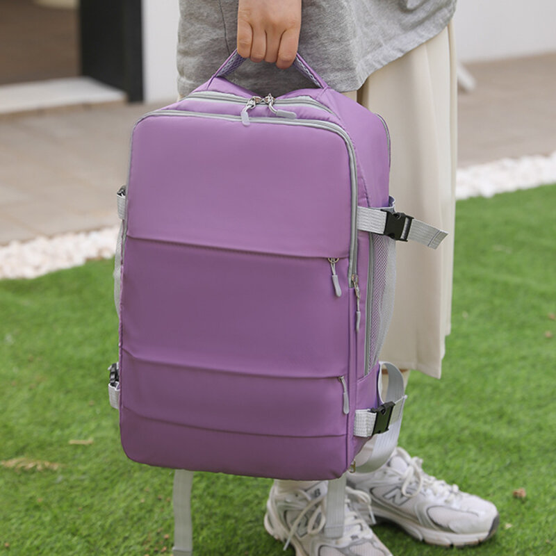 여행 배낭 여성용 대용량 방수 도난 방지 캐주얼 데이팩 가방, 수하물 스트랩 및 USB 충전 포트 백팩