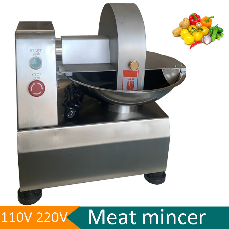 Aço inoxidável automático Meat Mincer, moedor de legumes, cortadores de carne tigela, cortadores de carne, Cortadores de legumes, 370W, 5L