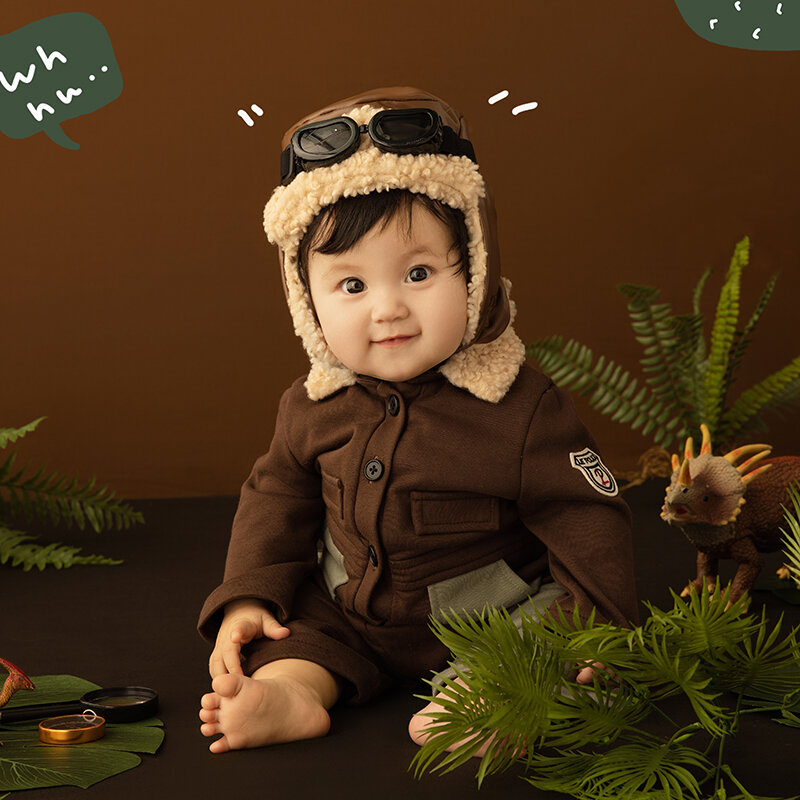 3-5 Monate Baby Fotografie Kleidung Wald Abenteuer Thema Fallschirm Lupe posiert Requisite Studio Fotoshooting Zubehör