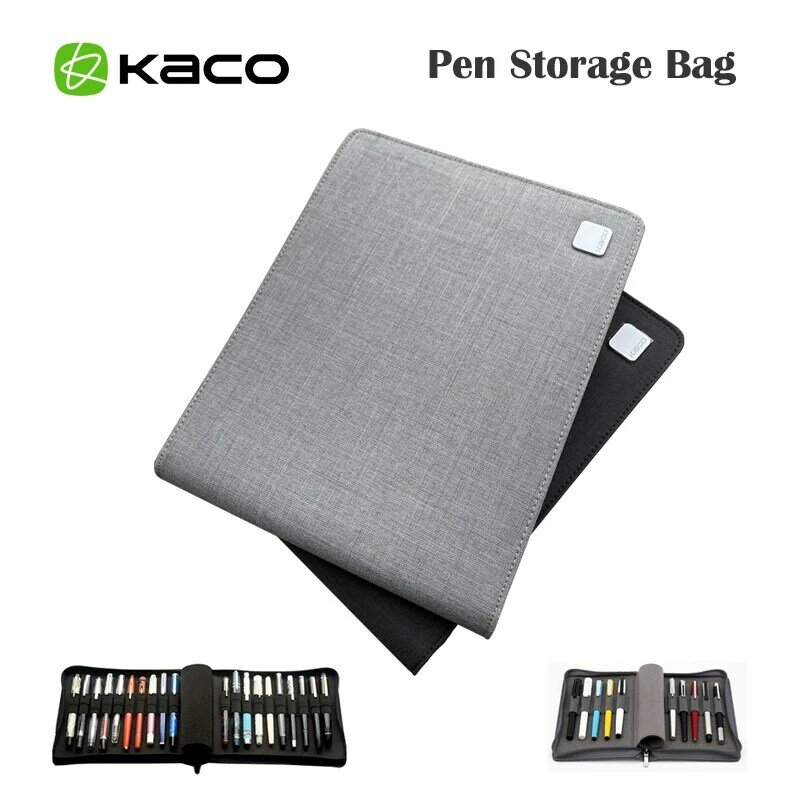 KACO-Sac de rangement pour stylos, étui à crayons portable à fermeture éclair, toile étanche, noir, gris, 10 stylos, 20 stylos, nouveau