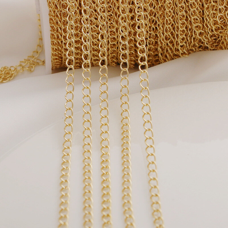 WT-BC208 WKT New Wholesale Vintage O Shape Long Ball Chain Copper-Clad Gold Can Be Made Bracelet Or Necklace