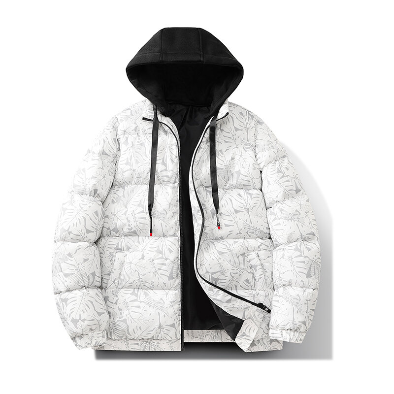 メンズリーフプリントパーカー,防風コート,暖かい冬のジャケット,カジュアルなアウターウェア,防風ウインドブレーカー,新しい2022
