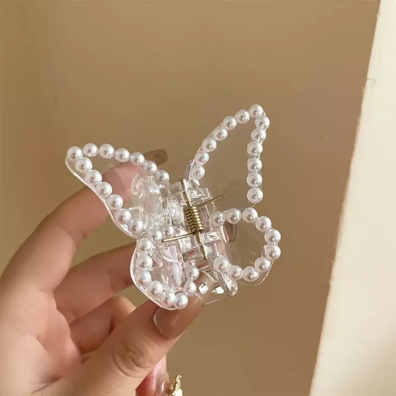 Trendy Transparent Pearl Butterfly Clamp Crab Hair Claws for Women Girls Acrylic Hairpin Hair Clip Barrettes Hair Accessories