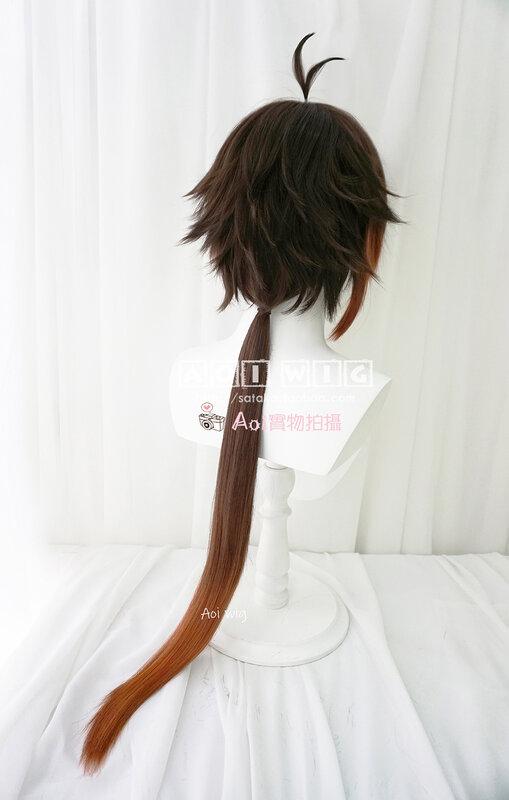AOI Simulated Scalp Top Zhongli Genshin Impact Non-Layered Gradient Rock King Gradient Cosplay Wig