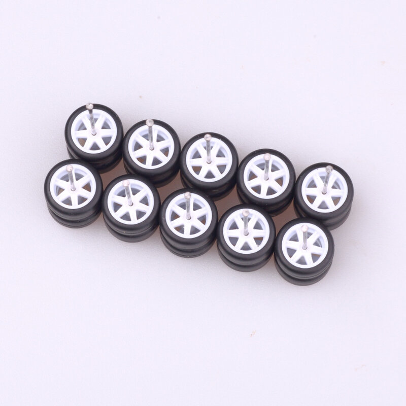 5Sets 1/64 Alloy Car Wheels With Rubber Tires Wheel Model Car Modified Parts For 1:64 Matchbox/Domeka/HW/ Model Car