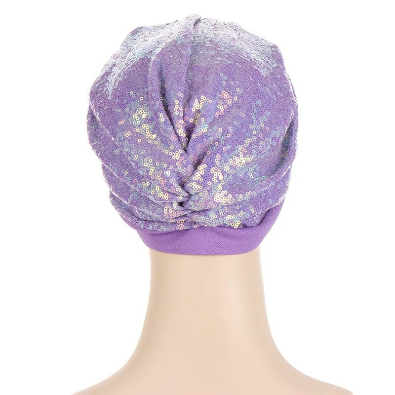 African Headtie Summer Fashion African Women Solid Color Sequined Headtie African Caps African Hats