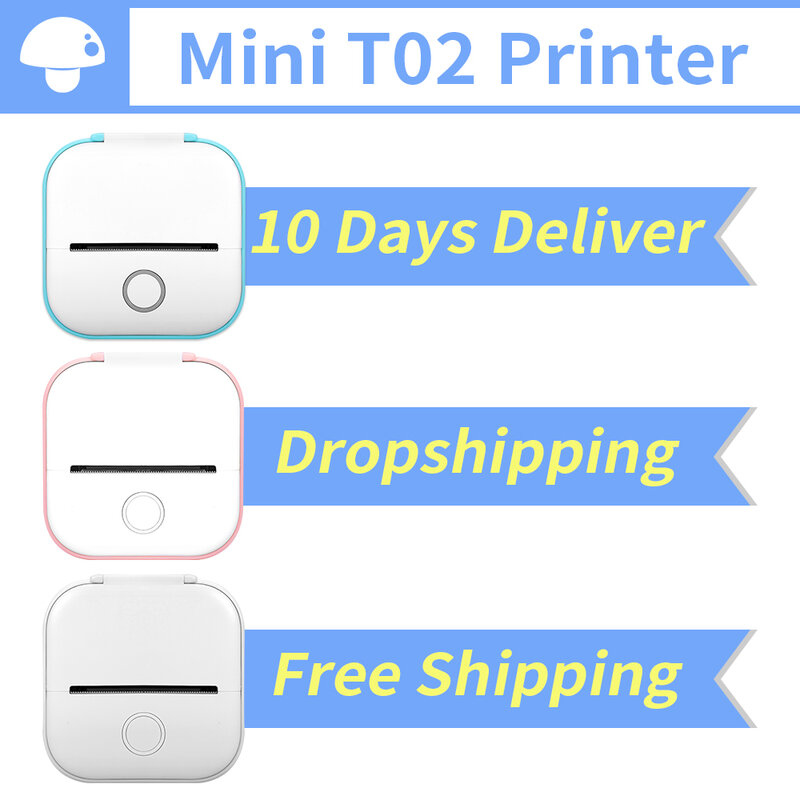 【Droshipping】Phomemo T02เครื่องพิมพ์แบบพกพา Mini เครื่องพิมพ์ความร้อนการพิมพ์กระเป๋าสติกเกอร์เครื่องต่างๆป้ายกระดาษ