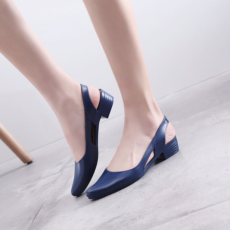 Giày Sandal Nữ Phẳng Giày Ngoài Trời Ngẫu Nhiên Gót Thấp Asakuchi Bãi Biển Chỉ Cắt Thời Trang Màu Bọc Chống Trượt