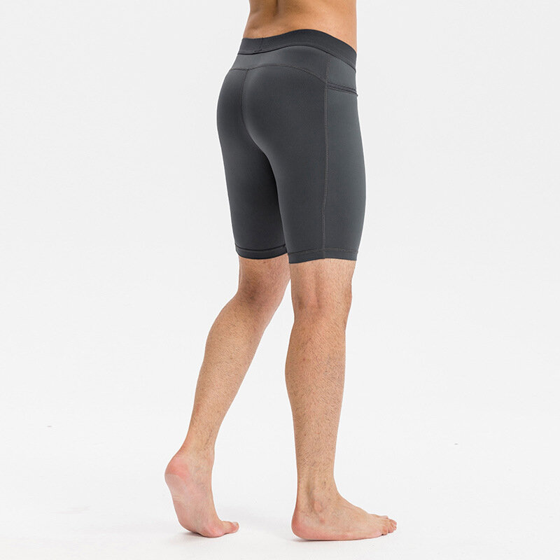 Apertado Shorts de Fitness masculino com bolso com zíper, Pro Elastic Sweatwicking Calças curtas, Quick Dry, Corrida Exercício, Treinamento, S-2XL