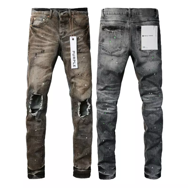 Новинка 2024, фиолетовые брендовые джинсы с эффектом потертости, двухцветные облегающие джинсовые брюки с низкой посадкой