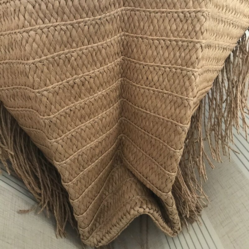Соломенная Сумка с кисточками для женщин, вместительная плетеная пляжная Соломенная Сумочка ручной работы в богемном стиле, шоппер
