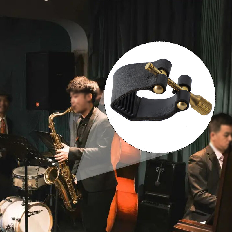 Aksesoris saksofon ligatur Tenor Sax hitam. Kit alat mulut pipa kulit PU, baru