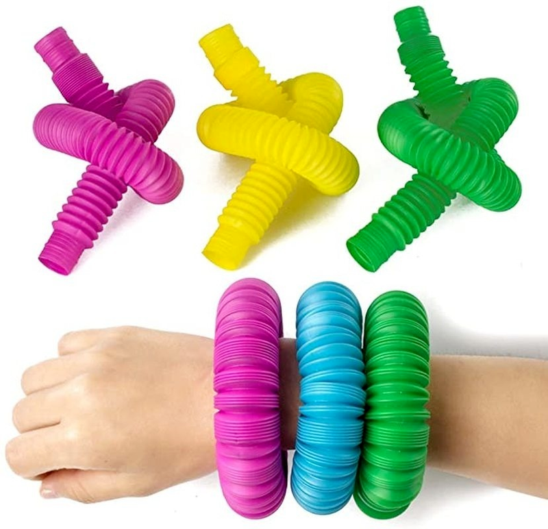 Tubo telescópico colorido Primavera Pop, Stretching Pipe, Stress Relief Squeeze Toy, brinquedos sensoriais para crianças e adultos, 1 a 5 peças