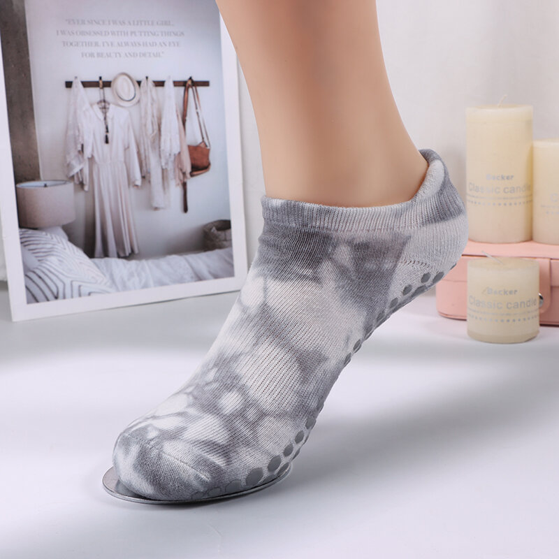 1pairs Of Yoga Socks Women Tie-dyed Silicone Non-slip Pilates Low-ankle Sock Moisture Absorption Perspiration Dance Sock