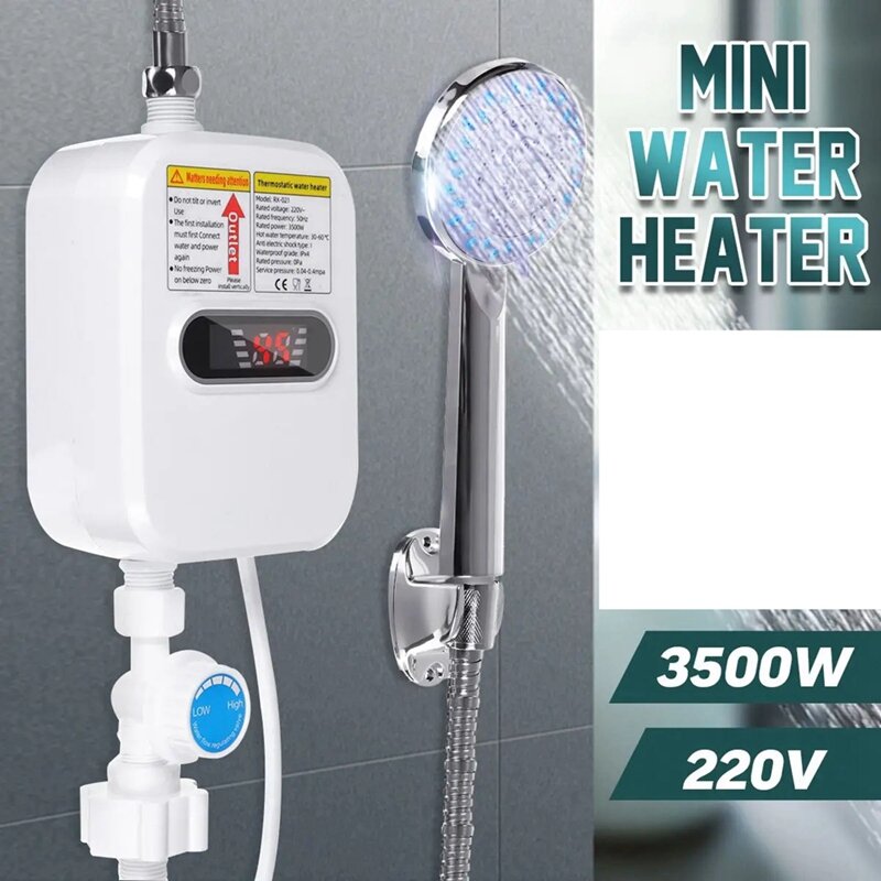 Calentador de agua instantáneo para ducha, grifo de baño, enchufe, calentador de agua caliente, 3500W, pantalla Digital para casa de campo