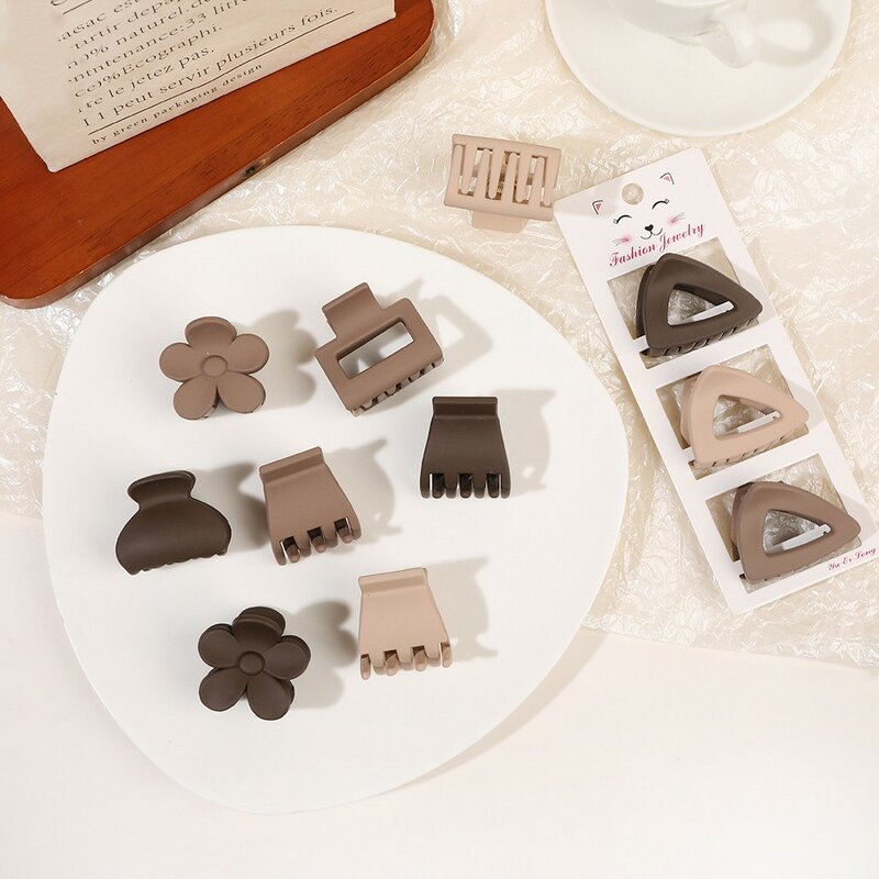 New Fashion Coffee Color Three-piece Set Frosted Geometric  Hairpin Hair Clip Barrettes for Women Girl Hair Accessorie Headwear